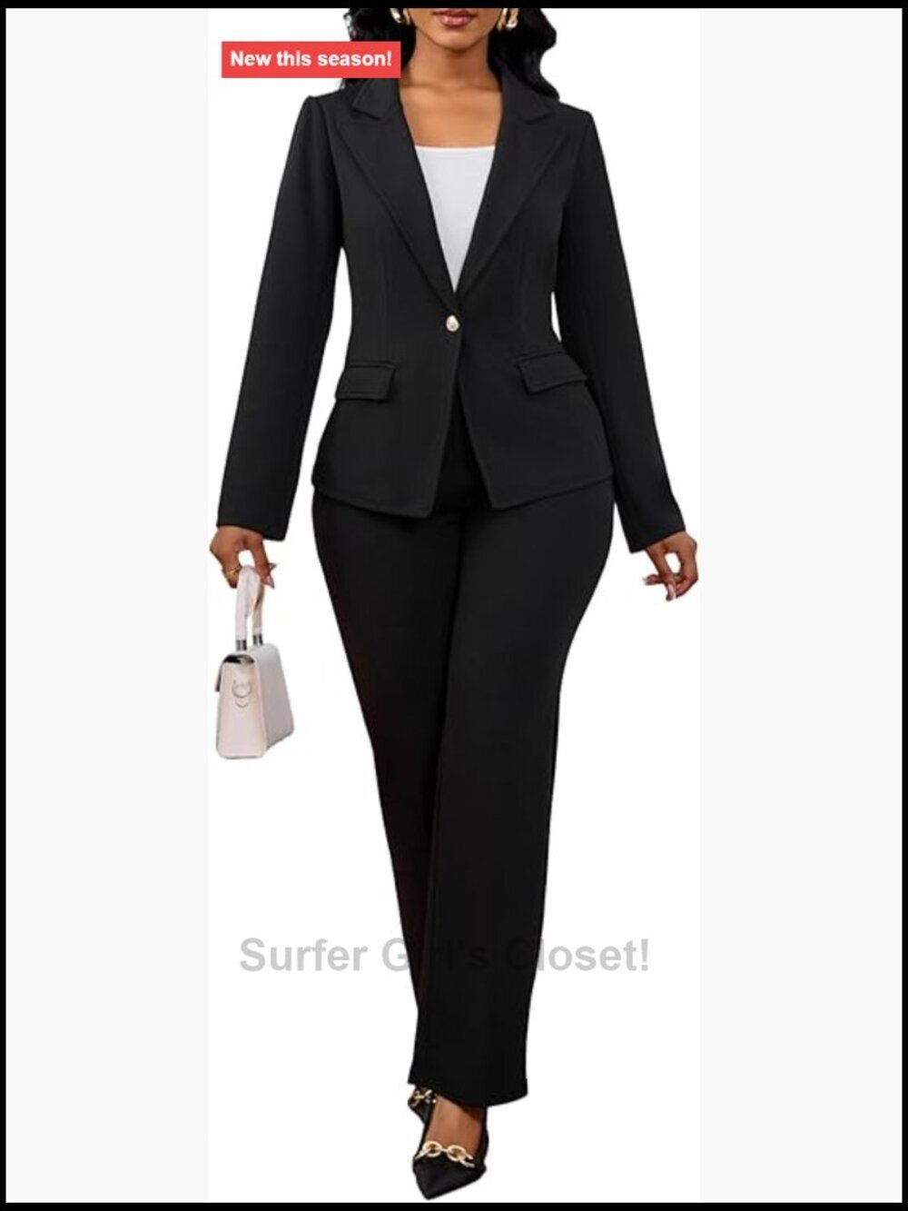 2 Piece Pant Suits for Women Business Casual Blazer Jacket and Pencil Pants